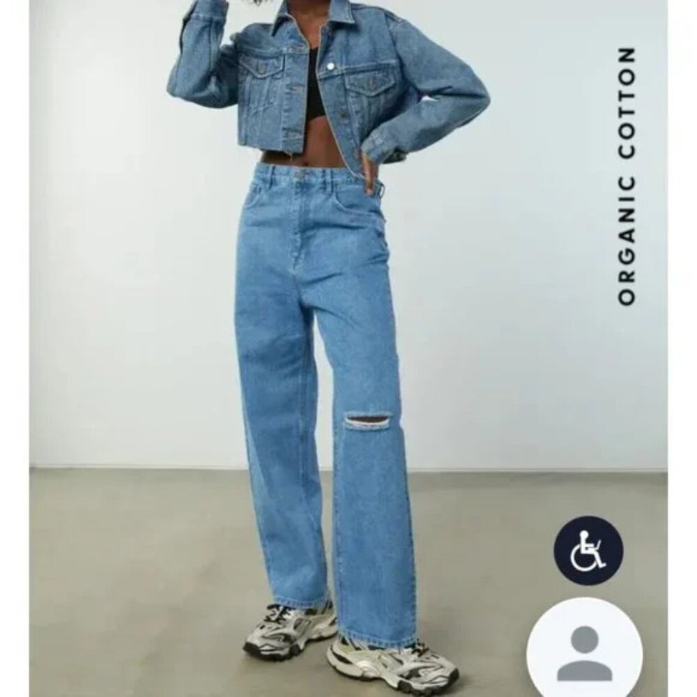 Oak and Fort Ripped 90s Jeans, Medium Light Wash